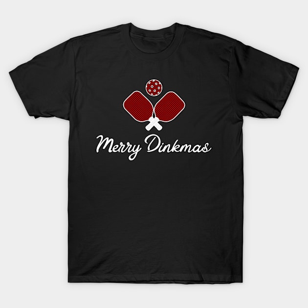 Merry Dinkmas, Christmas plaid pattern pickleball T-Shirt by Dan66